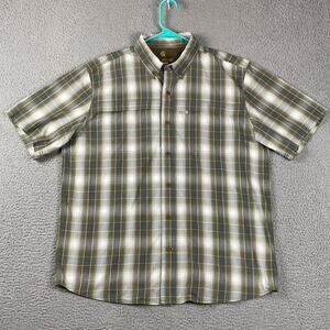 Carhartt Force Relaxed Fit Button Short Sleeve Ripstop Shirt Men's L Green Plaid
